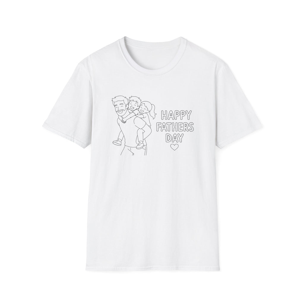 Father & Kids "Happy Father's Day" T-Shirt — Cute Line Art Dad Gift