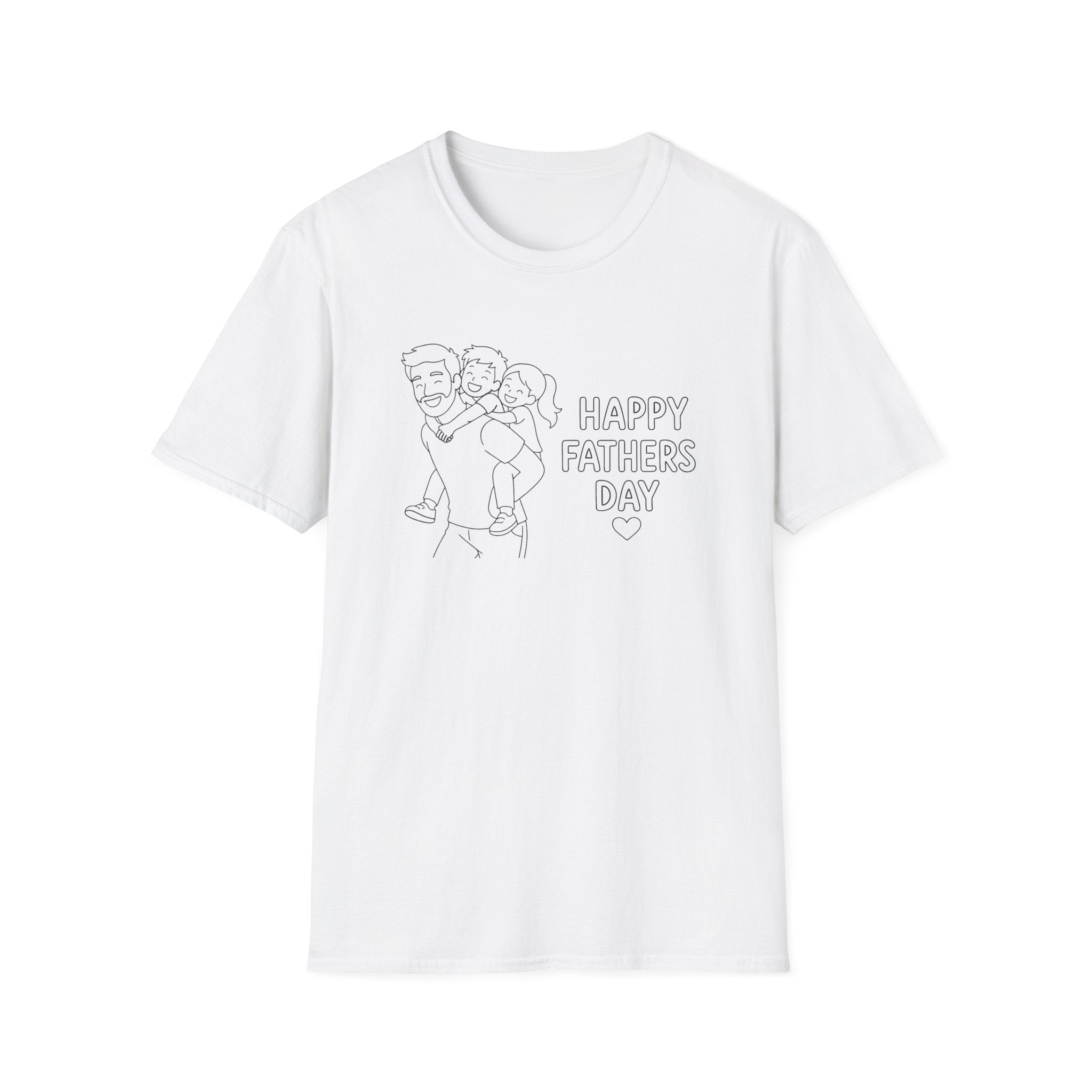 Father & Kids "Happy Father's Day" T-Shirt — Cute Line Art Dad Gift