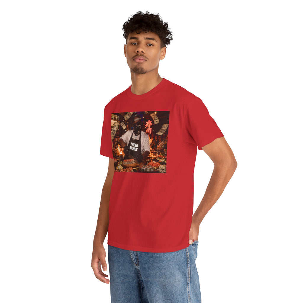 Graphic Tee — 'I Need Money' Chef Money Collage T-Shirt